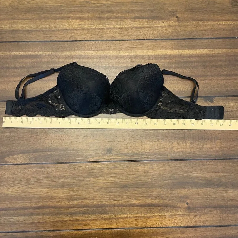 Black Fuchsia Women's Floral Lace Push Up Bra Size 34D